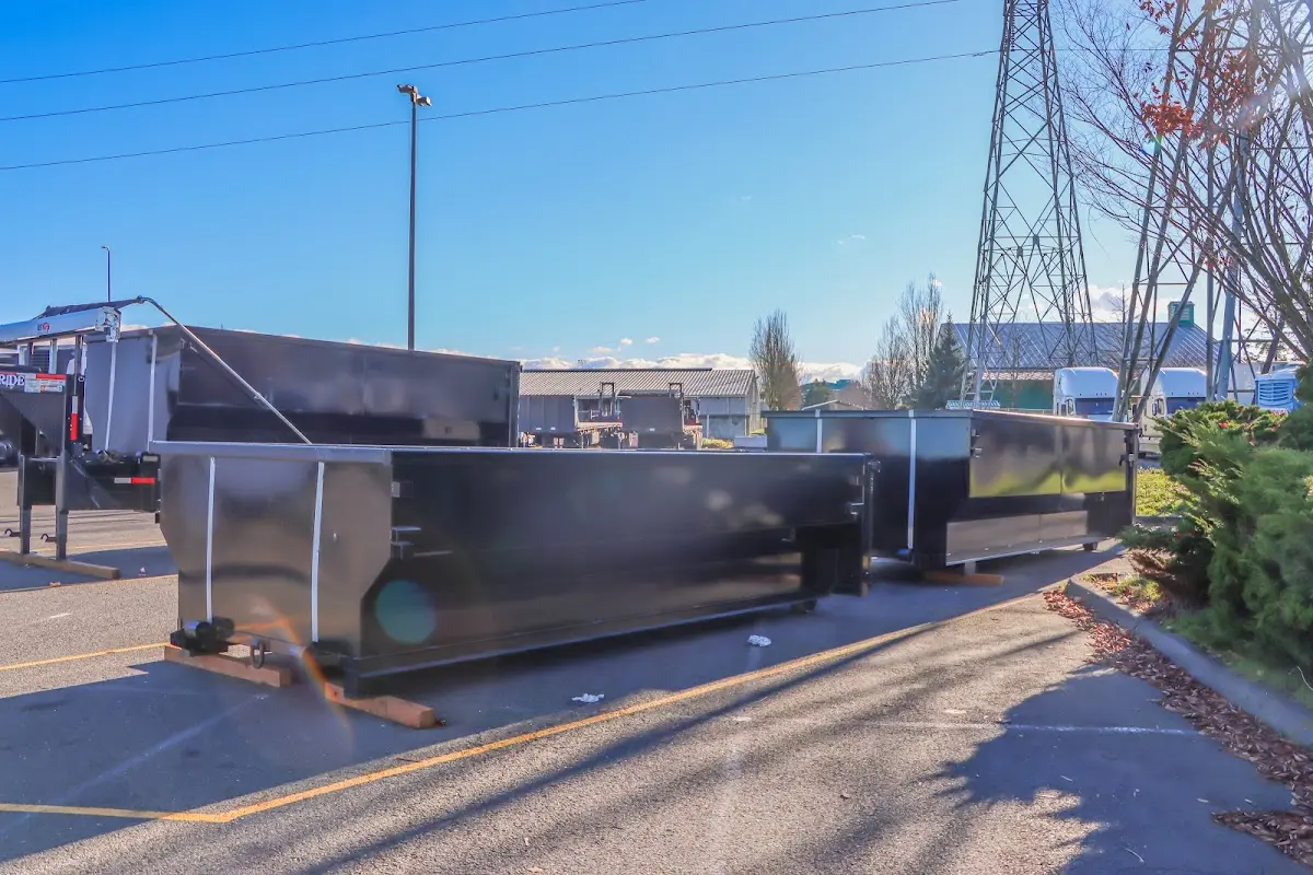 Roll-off dumpster ready for waste disposal at job site for Estate Cleanout Dumpster Rental in Lake Mills